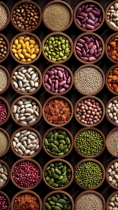 Premium AI Image | A row of different colored beans with different ...