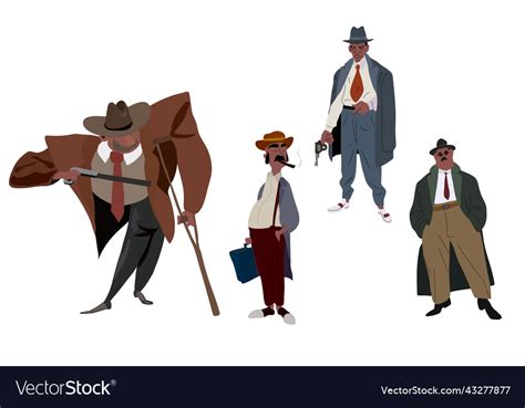 Mafia characters set Royalty Free Vector Image