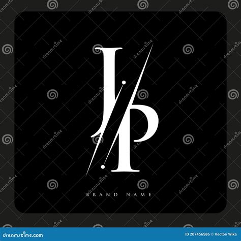 Initial Logo Letter JP for Company Name Black and White Color and Slash ...