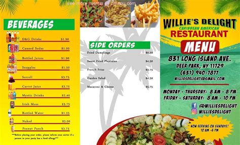 Online Menu of Willie's Delight Restaurant, Deer Park, New York, 11729 - Zmenu