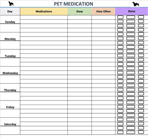 Printable Pet Medication Chart - Printable Word Searches