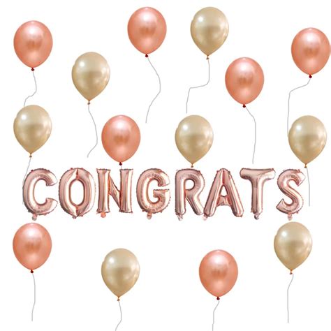 16 inch Rose gold congrats Letters Foil balloons latex balloons for congrats Graduation Ceremony ...