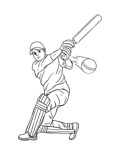 Premium Vector | Cricket Isolated Coloring Page for Kids