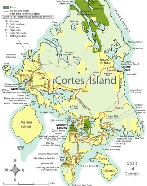 Cortes Island tourist map - cortes british columbia • mappery