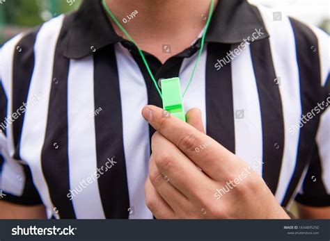 Soccer Referee Coach Hold Whistle Hand Stock Photo 1634895250 ...