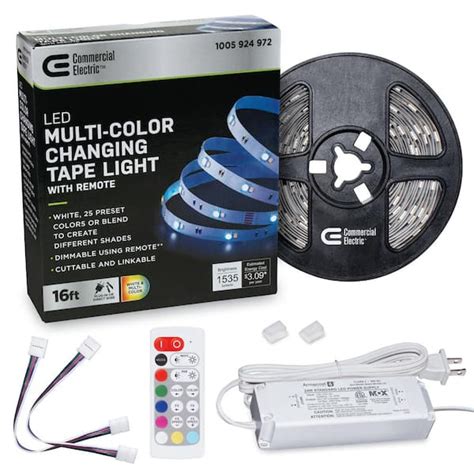 Commercial Electric 16 ft. LED White and RGB Tape Light Kit- Under ...