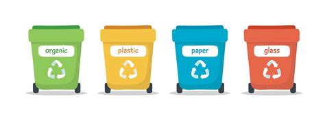 Waste sorting illustration with different colorful garbage bins isolated, illustration for ...