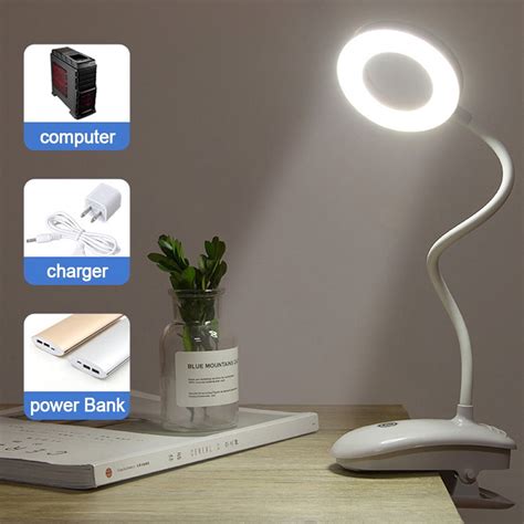3 Modes Desk lamp, LED Reading Light, Dimmable Clamp Lamp for Bed Headboard, Bedroom, Office ...