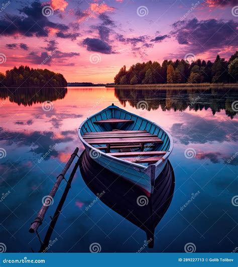 Two Boats on the Water at Sunset on a Lake Stock Image - Image of ...