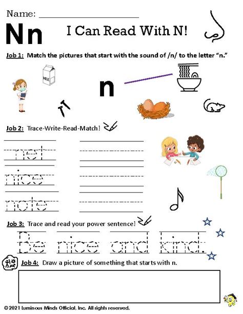 Phonics Worksheet- Letter N - Classful