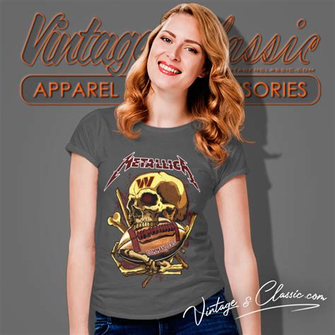 Washington Commanders Merch Metallica Skull Shirt - Vintagenclassic Tee