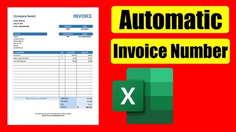 How to Change Invoice Number Automatically in Excel - YouTube