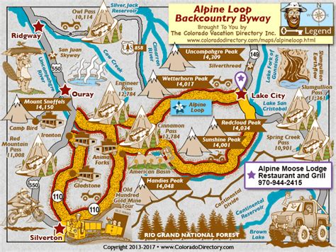 Alpine Loop Backcountry Scenic Byway Map | Colorado Vacation Directory