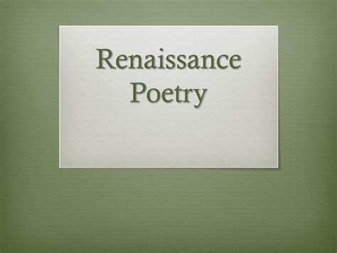 Renaissance Poetry PPT