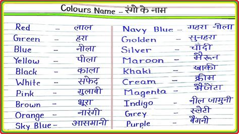 20 Colours Name | Colours Name in English and Hindi | Colours Name for ...