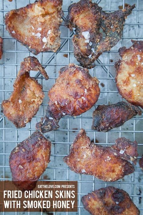 These deep fried chicken skins served with smoked honey are easy to ...