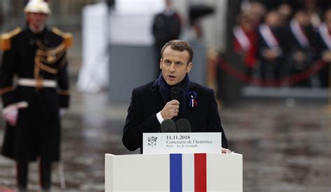 Emmanuel Macron rips nationalism in Paris speech as Donald Trump looks ...