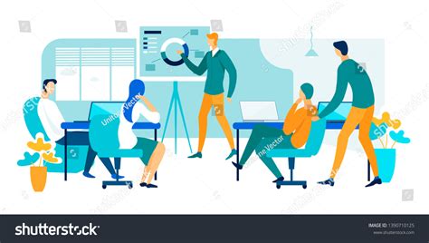 Meeting Discussion Office Cartoon Flat Men Stock Vector (Royalty Free) 1390710125 | Shutterstock