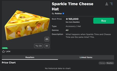 Roblox Trading News on Twitter: "New Limited, "Sparkle Time Cheese Hat" Link: https://roblox.com ...