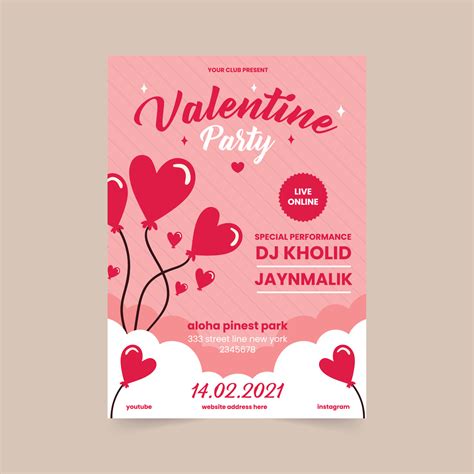 Happy Valentine's Day posters. Vector elegant template of a poster for a party of Valentine's ...