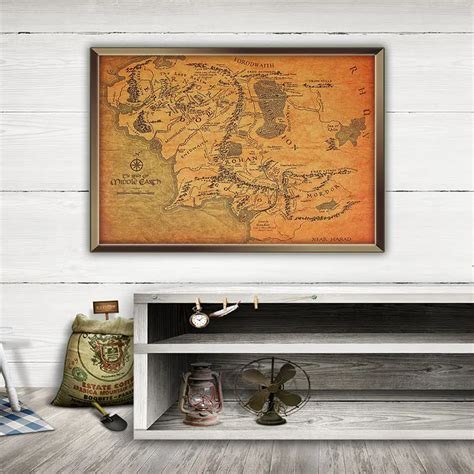 Vintage Middleearth Map Wall Poster Retro Kraft Paper Home Decor ...