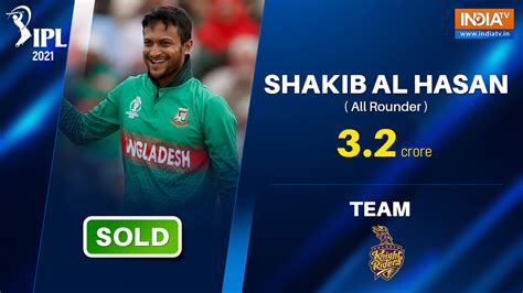 IPL 2021 Auction: Shakib Al Hasan sold to KKR for INR 3.2 crore ...