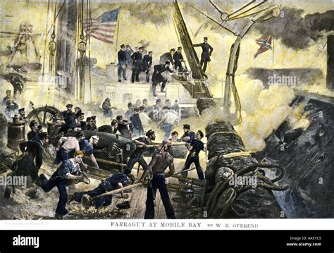 Admiral David G. Farragut in the rigging during the Battle of Mobile Bay 1864 American Civil War ...