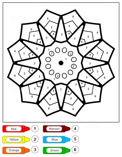 Mandala Color by Number - sheet 15 - Download, Print Now!