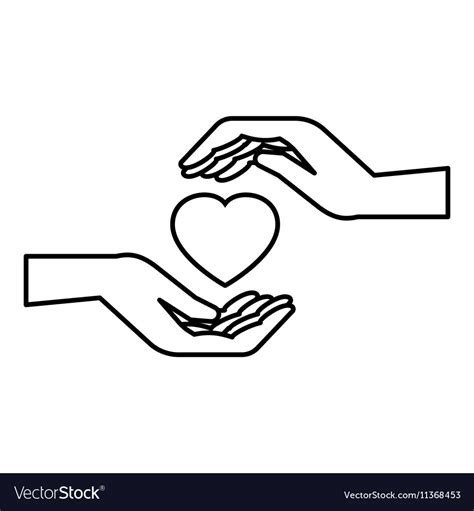 Hands holding heart icon outline style Royalty Free Vector