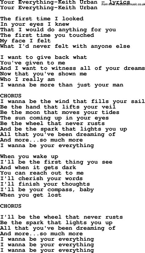 Love Song Lyrics for:Your Everything-Keith Urban | Keith urban lyrics ...