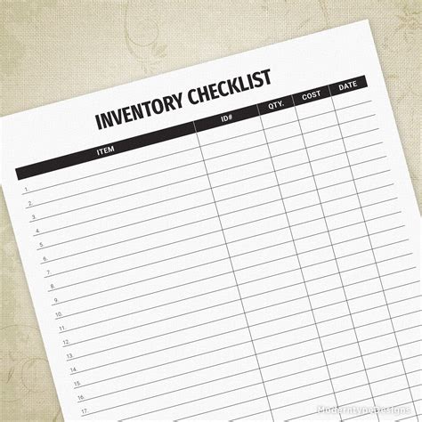 Inventory Checklist Printable | Sign off, Expenses printable, Checklist