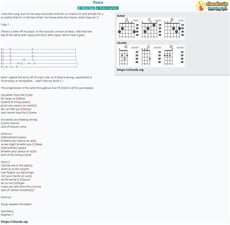 Chord: Peace - tab, song lyric, sheet, guitar, ukulele | chords.vip