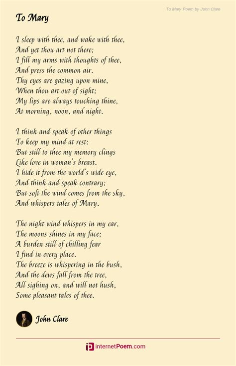 To Mary Poem by John Clare