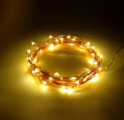 6 Foot - Battery Operated LED Fairy Lights - Waterproof with 20 Yellow Micro LED Lights on ...