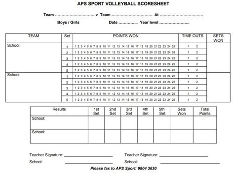 Free Printable Volleyball Scoresheet Templates (Excel / Word / PDF ...