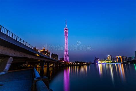 Guangzhou tower at night stock image. Image of colorful - 66998179