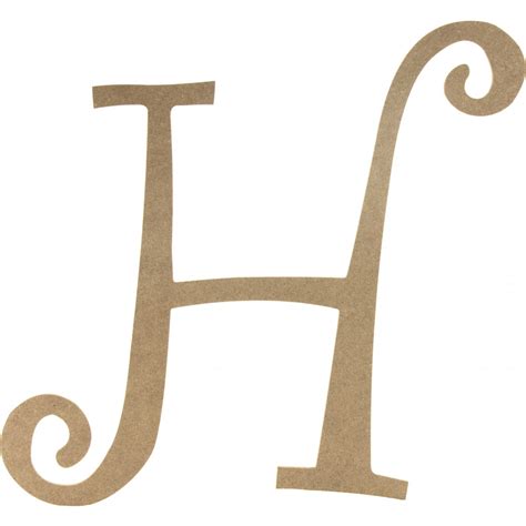 14" Decorative Wooden Curly Letter: H [AB2152] - CraftOutlet.com