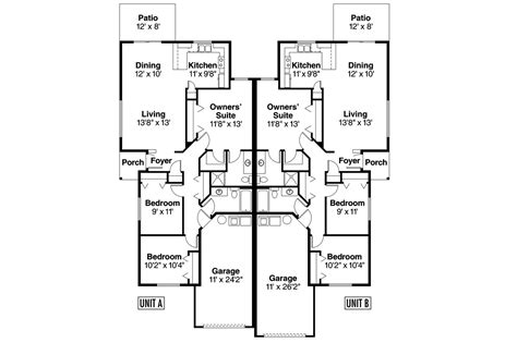 Duplex House | Duplex Plans | Cottage House Plans - Associated Designs