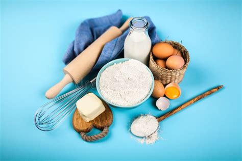 Basic baking ingredients stock image. Image of kitchen - 117236137