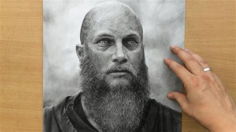 Vikings Ragnar Pencil Drawing - How to Draw a Beard - YouTube