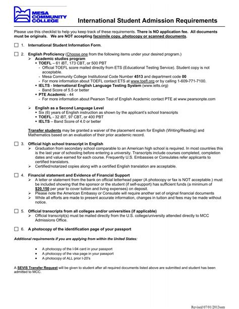 International Student Admission Requirements