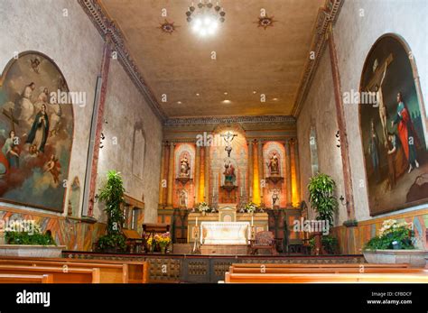 Santa Barbara Mission interior Stock Photo - Alamy