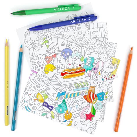 Coloring Book, Doodle Illustrations, 72 sheets | ARTEZA