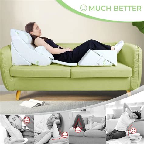 Bed Wedge Pillow Set, Premium Foam Orthopaedic Wedge Pillow for Back Neck Leg Pain Relief ...