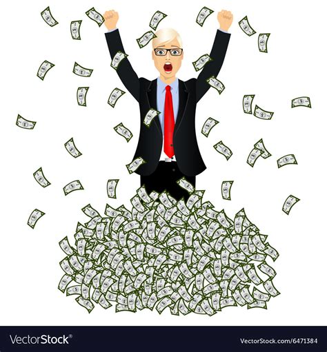 Happy rich successful businessman Royalty Free Vector Image