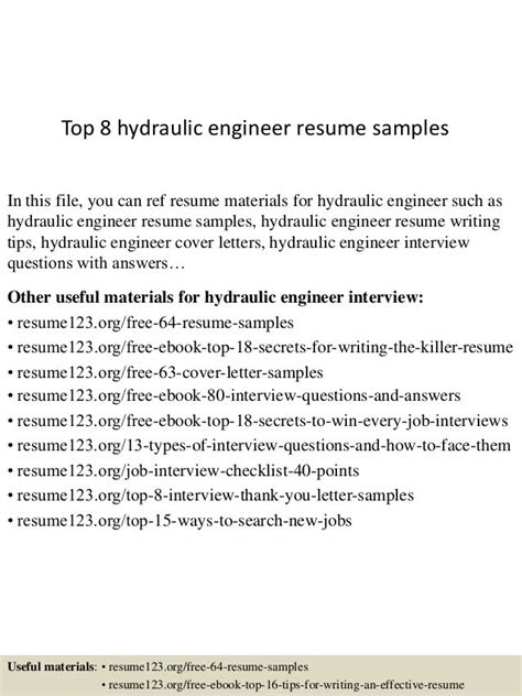 Top 8 hydraulic engineer resume samples