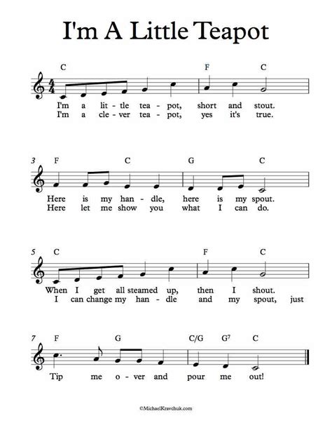 Free Lead Sheet – I’m A Little Teapot – Michael Kravchuk