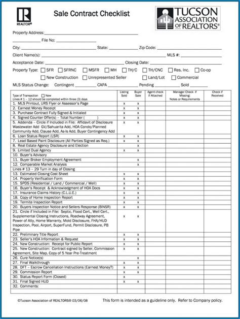 a sales checklist for real estate agent