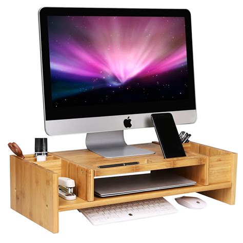 قیمت و خرید SONGMICS Bamboo 2-Tier Monitor Stand Riser with Adjustable ...