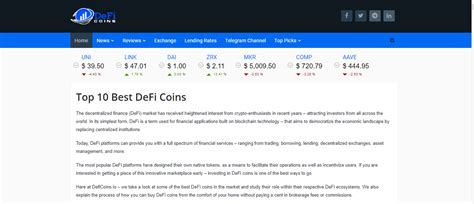 DeFi Coins Launches Top 10 DeFi Guide on Best DeFi Coins Available